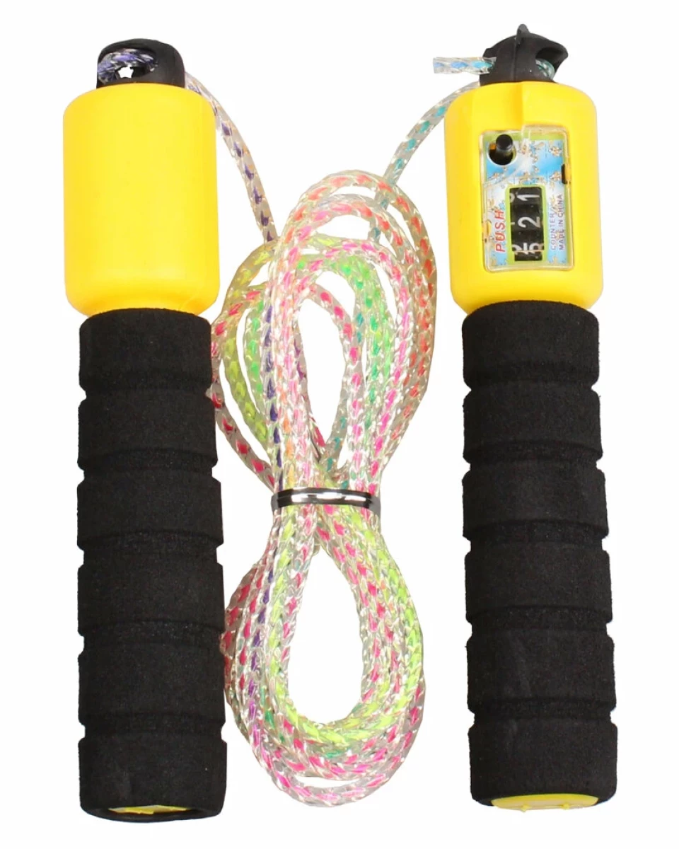 Coarda sarituri  JR 33, cu contor, lungime ajustabila, galben
